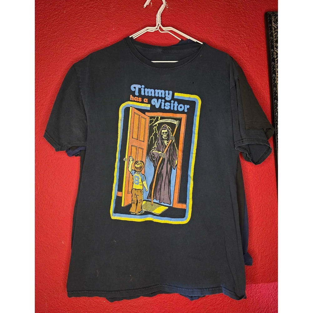 Steven Rhodes Timmy Has A Visitor Graphic Print Black Humor Death Grim Reaper‎